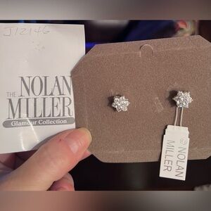 Nolan Miller Glamour Collection Silver sparkling Stud Earrings